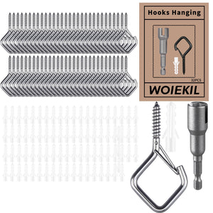 LinkMejor 304 Stainless Steel Screw in Hooks Heavy Duty, 2.16 Inch Eye Hooks Windproof Ceiling Hooks for Hanging Plants, Outdoor String Lights, Bird Feeders and Home Decor (304 Stainless Steel, 32