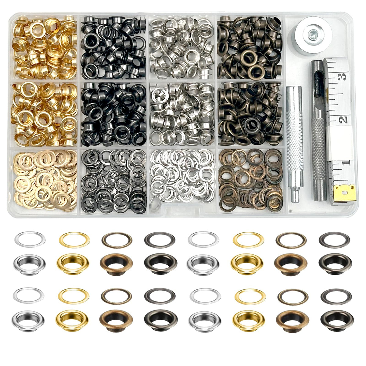 LinkMejor 400 Sets Grommet Verktøysett, 1/4 Tomme