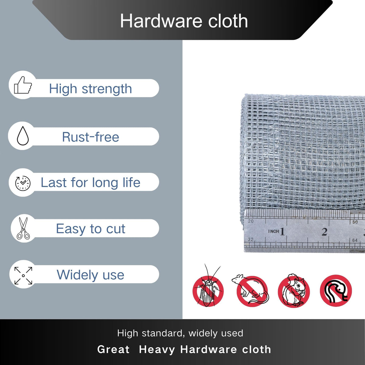 1/8 pollice Rete a Maglie di Acciaio Zincato per Hardware (24in x 10ft)