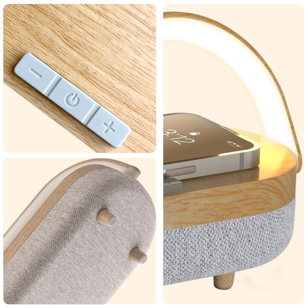 LinkMejor Nightstand Lamp with Wireless Charger,4 in 1 Touch Bedside Lamp Bluetooth Speaker,Portable Dimmable LED Night Light,Corporate Gifts Premium for Employees Clients,Birthday Gifts Women Wife