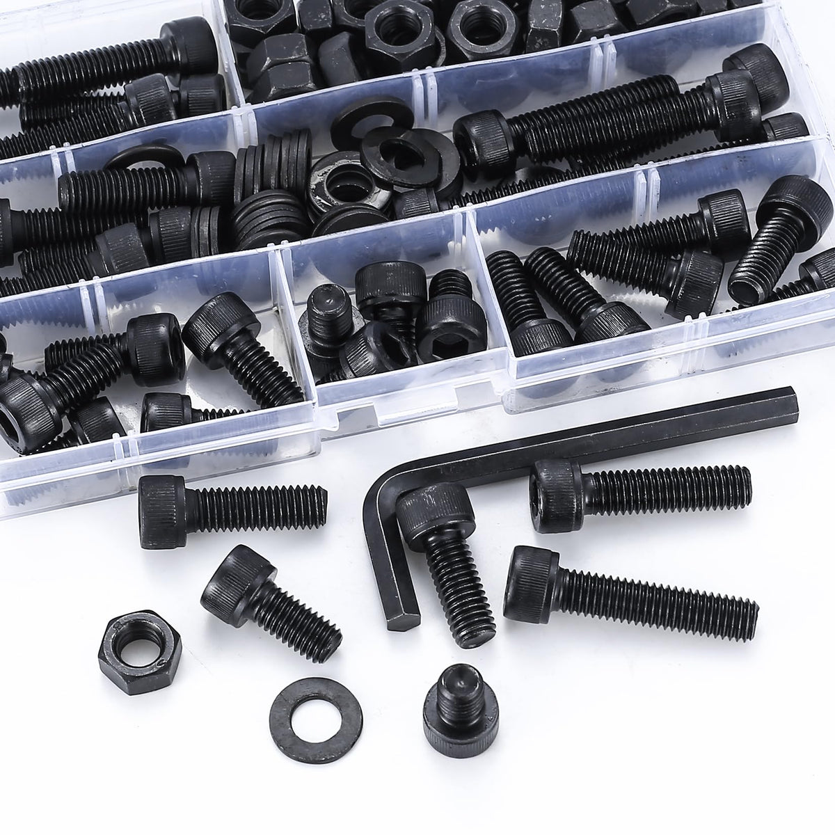 112 Pcs M8 Schroeven Set, M8 Moeren en Nutsen Assortiment Kit