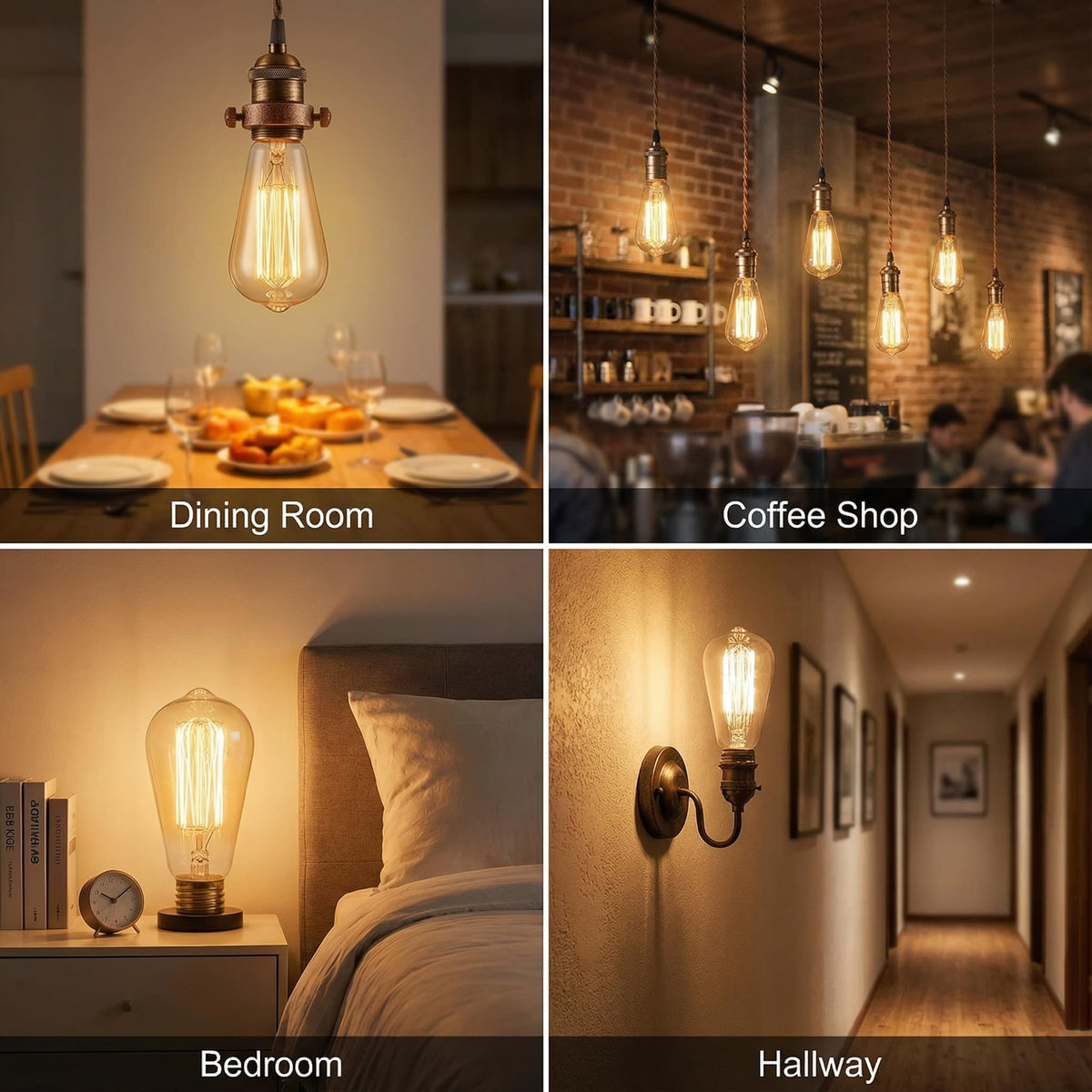 ST64 Edison lampje 40W E26, 2200K, dimbare amber glas, 2 stuks
