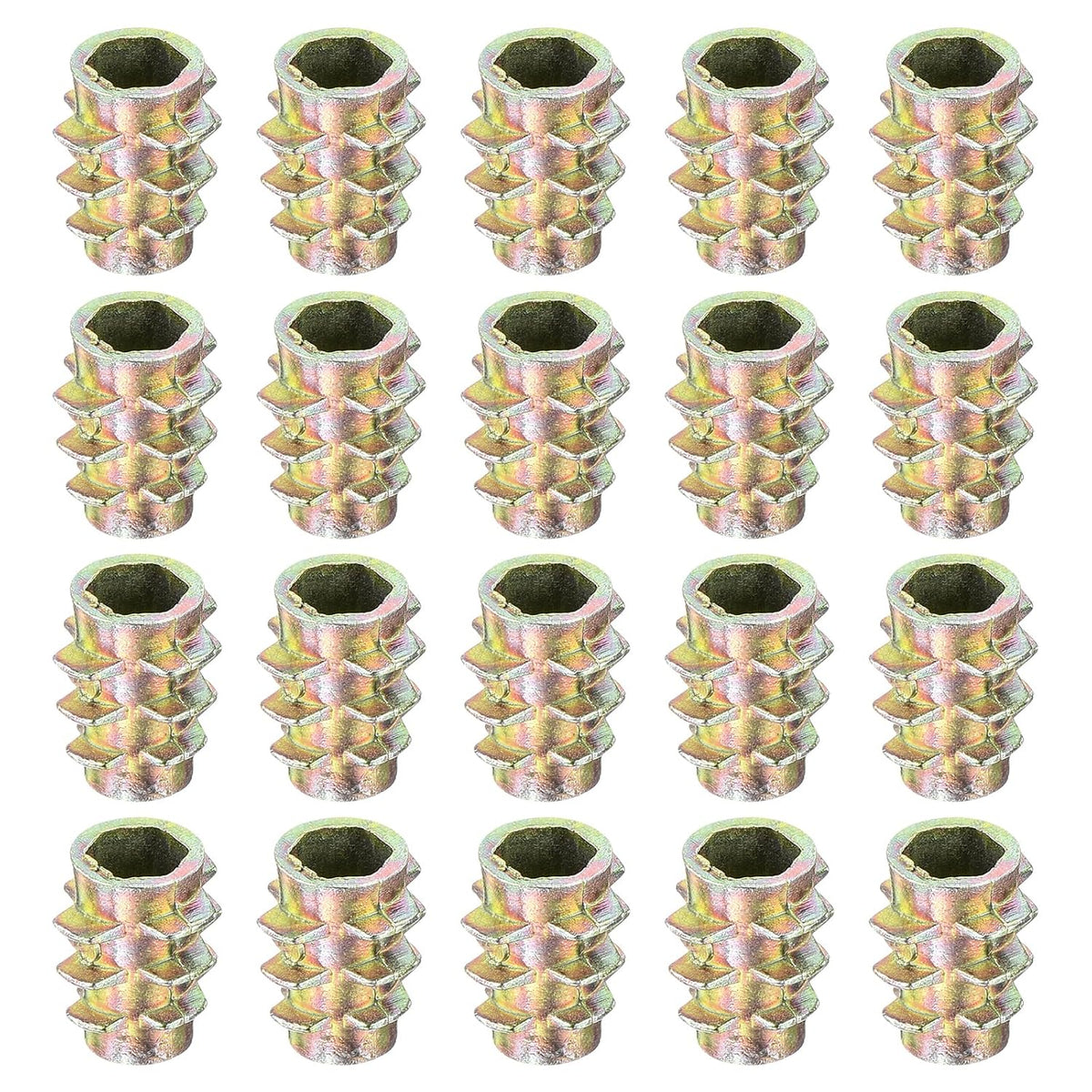 50Pcs Hex Threaded Inserts, M4-0.7x10 Zinc Alloy Hex-Flush Thread Insert, Furniture Threaded Insert Nuts, Hex Socket Drive Threaded Insert Bolt for Wood Furniture Assortment