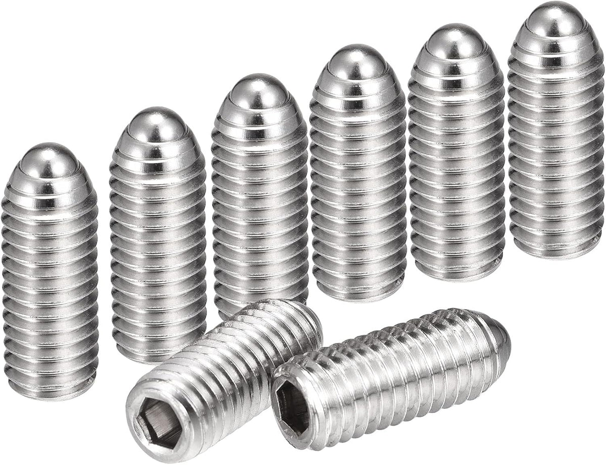 Ball Point Set Screws, M8 x 20mm 304 Stainless Steel Metric Spring Hex Socket Screw 8pcs