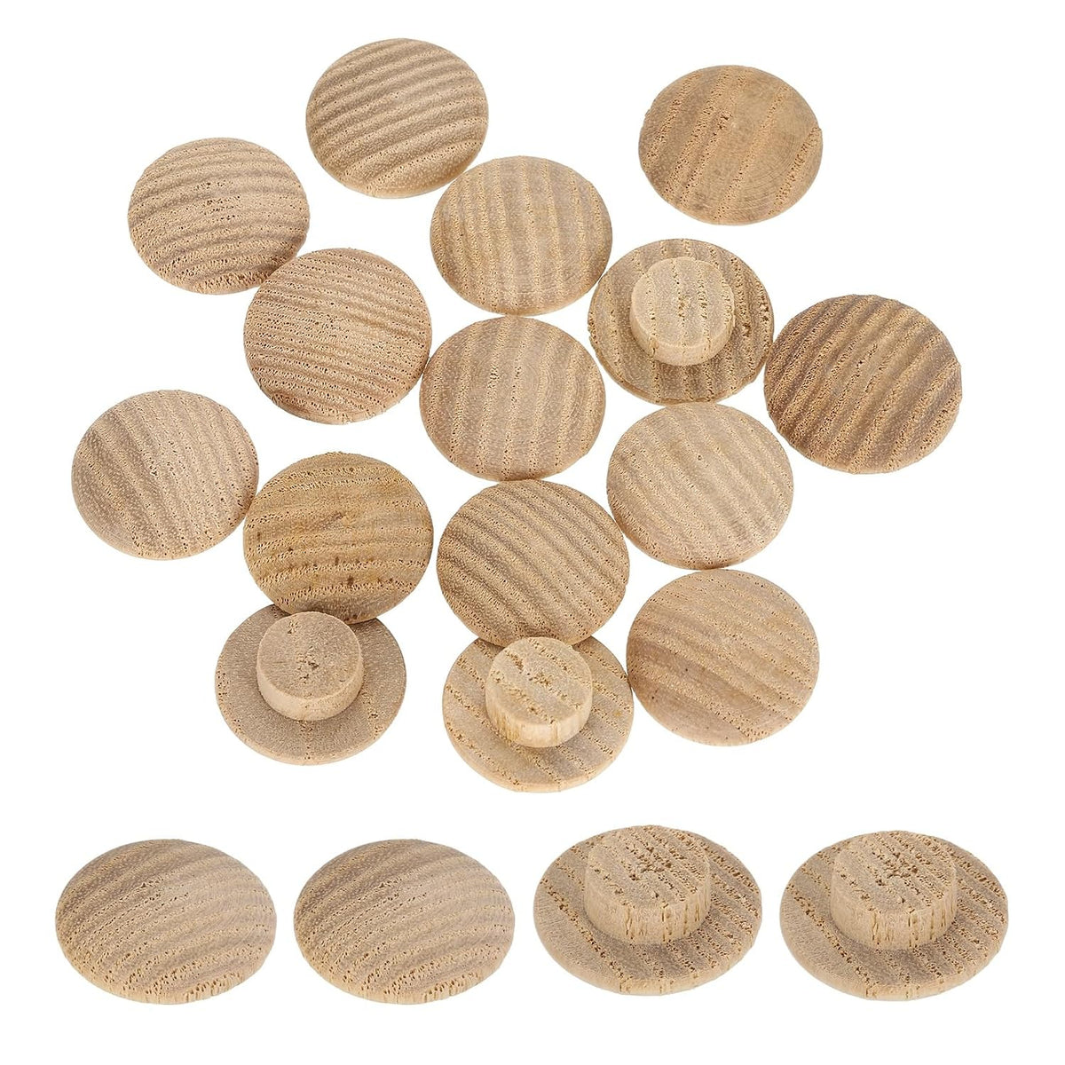40Pcs Wood Button Plugs, 10mm / 0.39" Hardwood Screw Hole Plug Mushroom Wooden Caps Buttons Ash Wood Plug for Furniture Woodworking Craft Decor (18mm x 10mm)