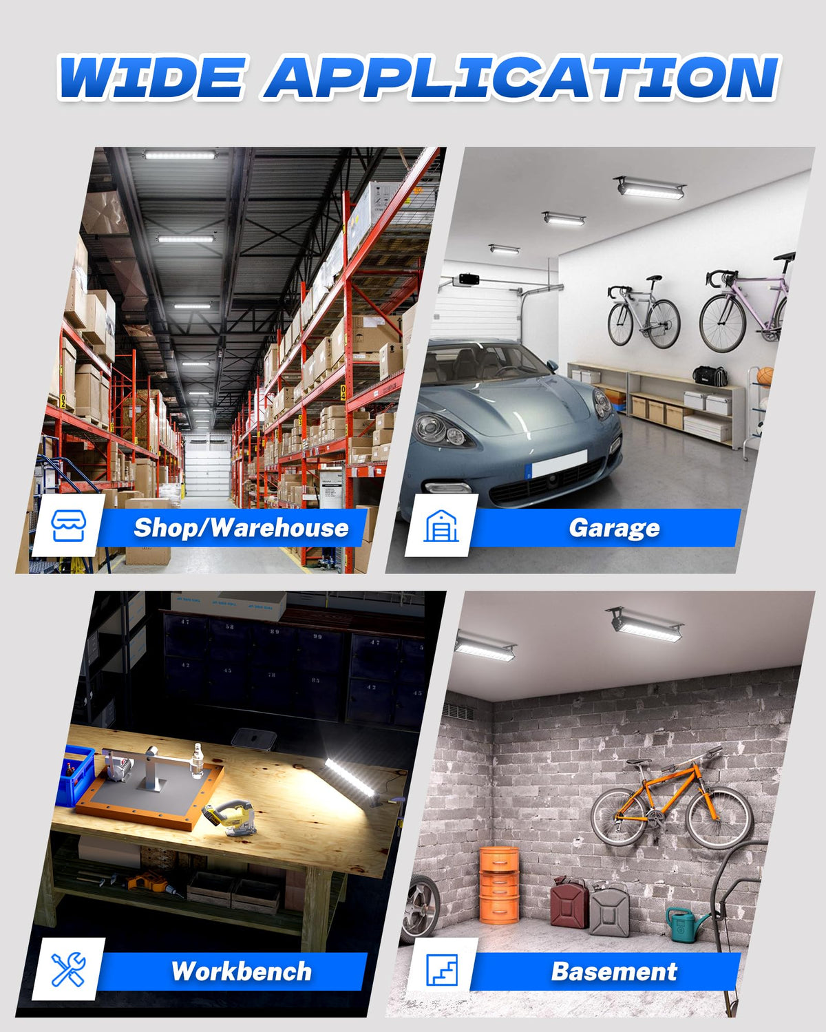 2개 팩 LED 상점 조명, 40W 5400LM 플러그인 가게 조명