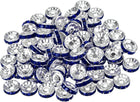 80Pcs Rondelle Spacer Beads, 10mm Rhinestone Spacer Beads Silver Plated Crystal Bead Spacers for DIY Jewelry Making Necklaces Bracelet Pendants, Sapphire Blue