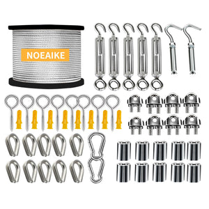 LinkMejor 165FT 1/8" Cavo a Trefoli di Acciaio Inox con Molle a Rotazione