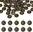 LinkMejor 52pcs Letter Charm, Enamel Letter Pendants, Alphabet K Pendants Double Sided Beads Charm for DIY Bracelet Necklace Pendants Earring Jewelry, Black