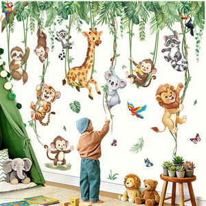 LinkMejor Jungle Dieren Vine Safari Giraffe Leeuw Wandstickers