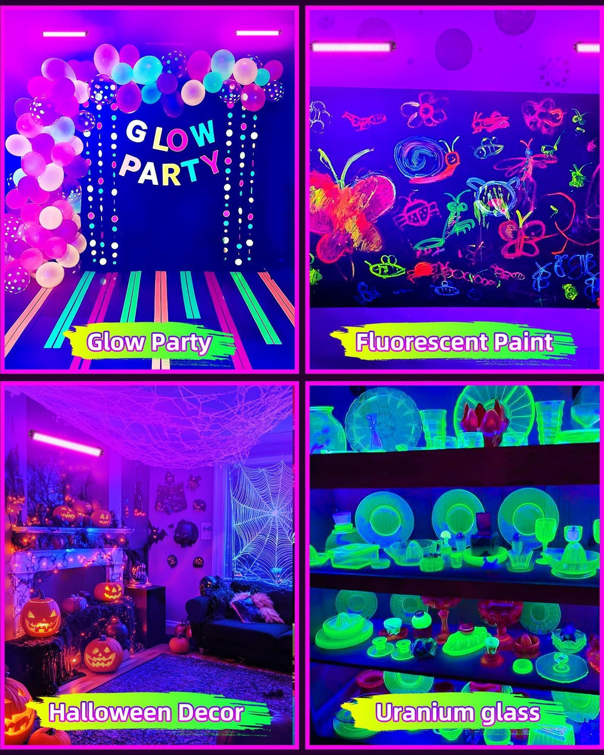 LinkMejor 2 Pack 42W LED Black Light Bar untuk Party Bercahaya