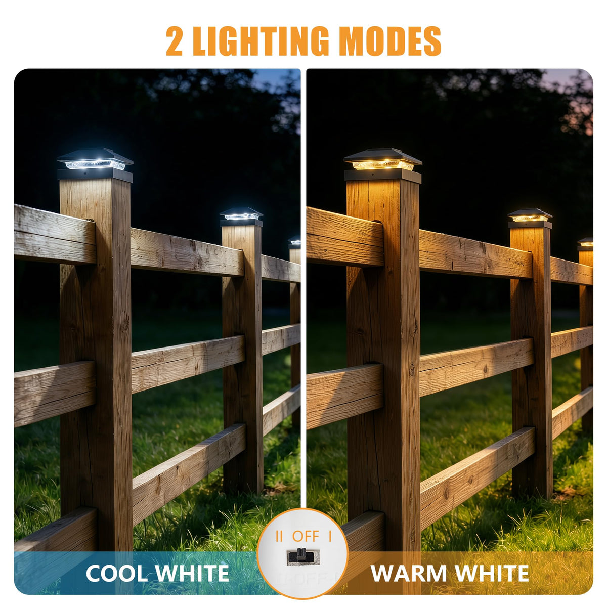 4x4 Solar Post Cap Lights 12-Pack, 16 LED Dual Mode untuk Post Kayu/Vinil