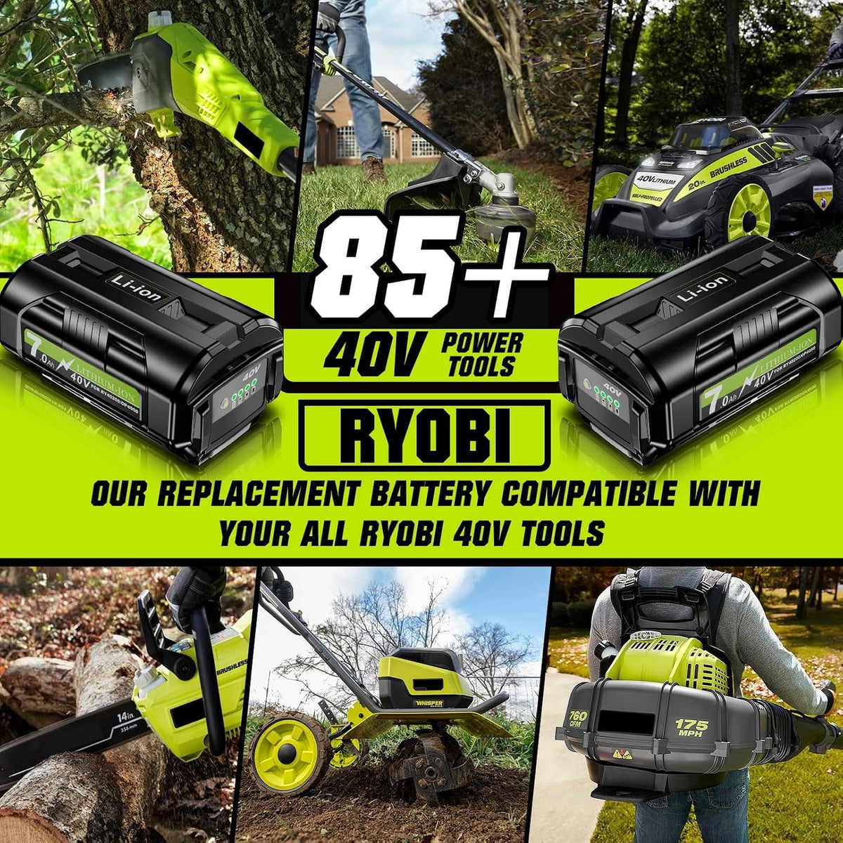 LinkMejor Replacement for Ryobi 40V Battery Compatible with Ryobi 40 Volt Battery OP4026A OP4040 OP40201 OP4050 OP4050A OP4015 OP40261 OP4030 OP40401 OP4060 Cordless Power Tools