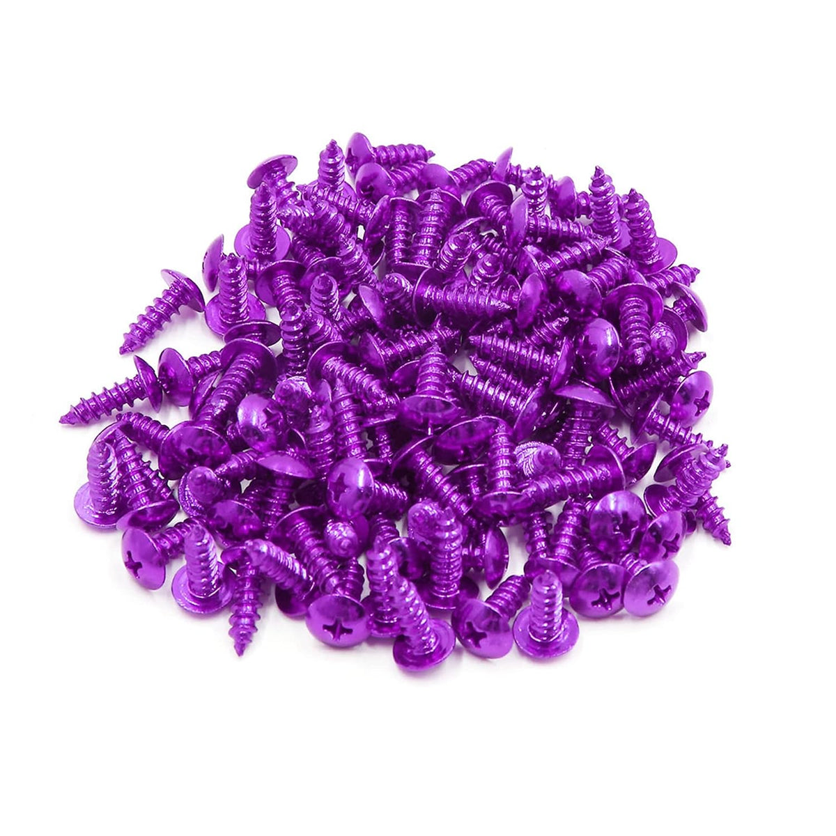 120pcs Purple Metal Motorcycle Round Cross Head Self Tapping Bolts Bumper Screws Universal Replacement