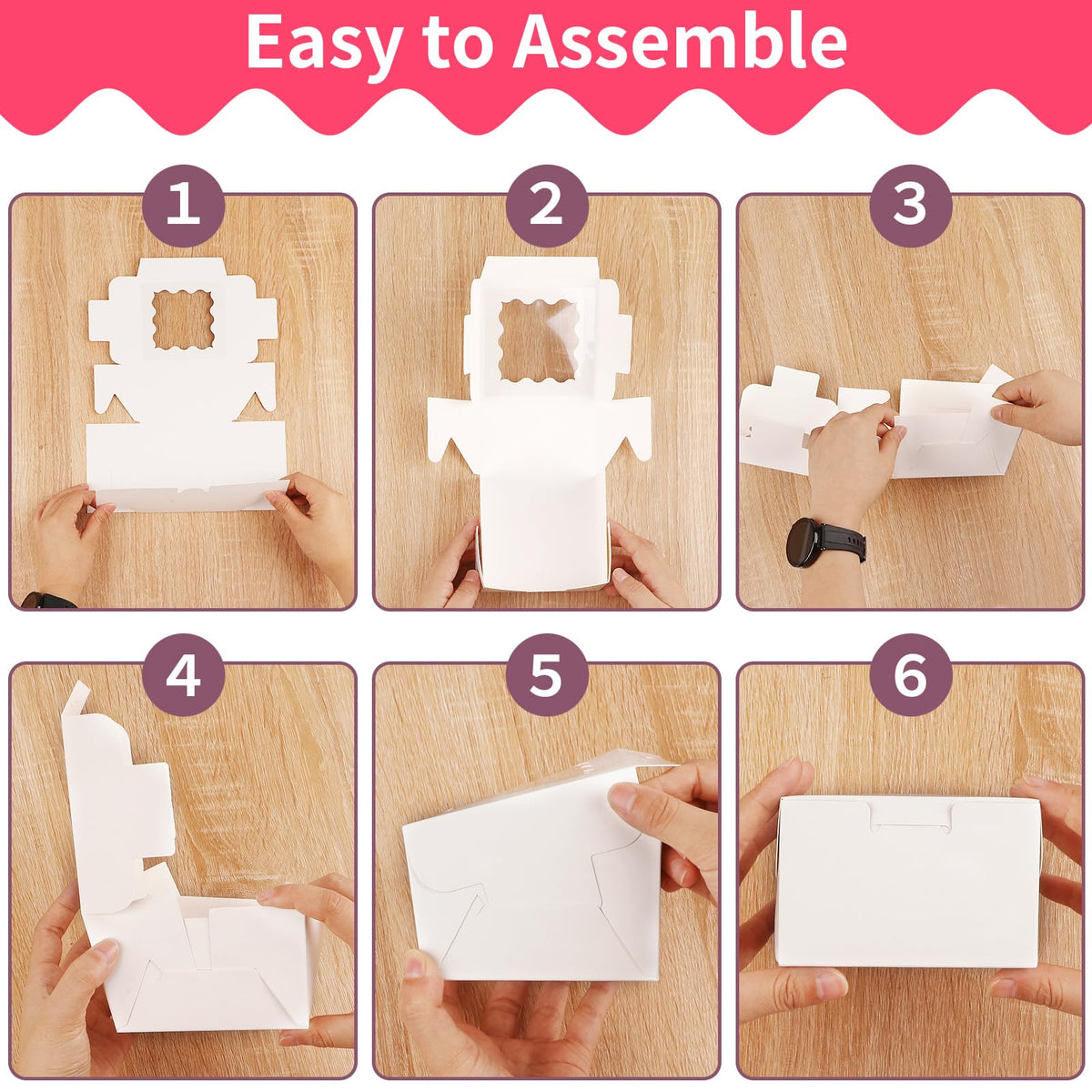 LinkMejor Cookie Boxes con finestra, piccole scatole per pasticceria per dolci