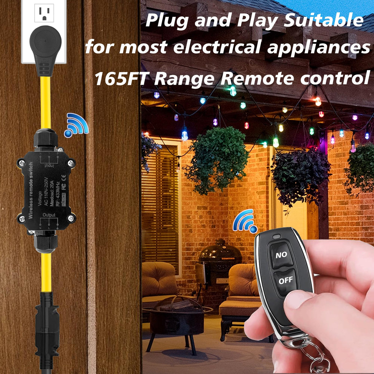 20 Amp Remote Control Plug Outlet,110V Remote Control Power Switch