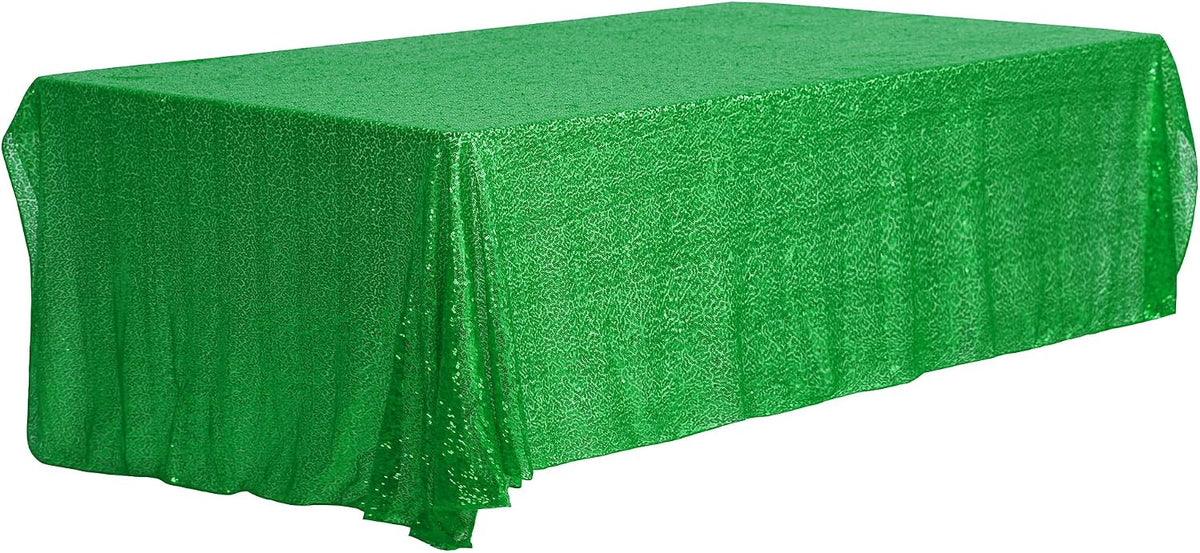 1 Pack Rectangle Tablecloths, Polyester Sequin Table Covers for Dining Room Parties or Dances 47x59inch Green