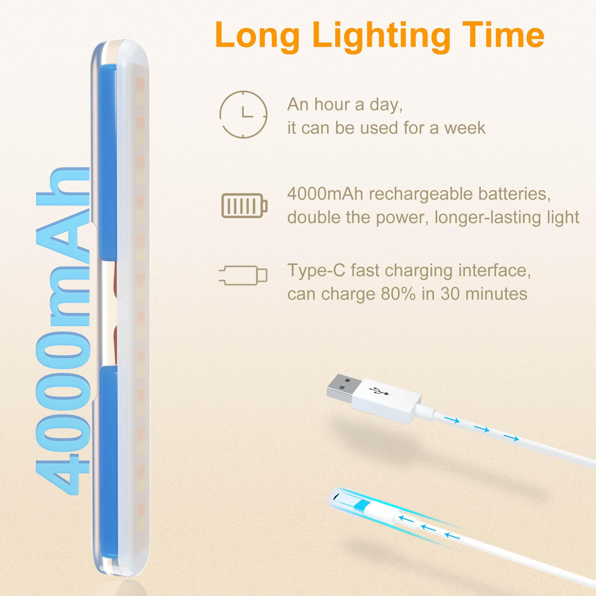 LinkMejor Lumières de Vanité Réchargeables pour Miroir, Lampe LED Stick On Sans Fil