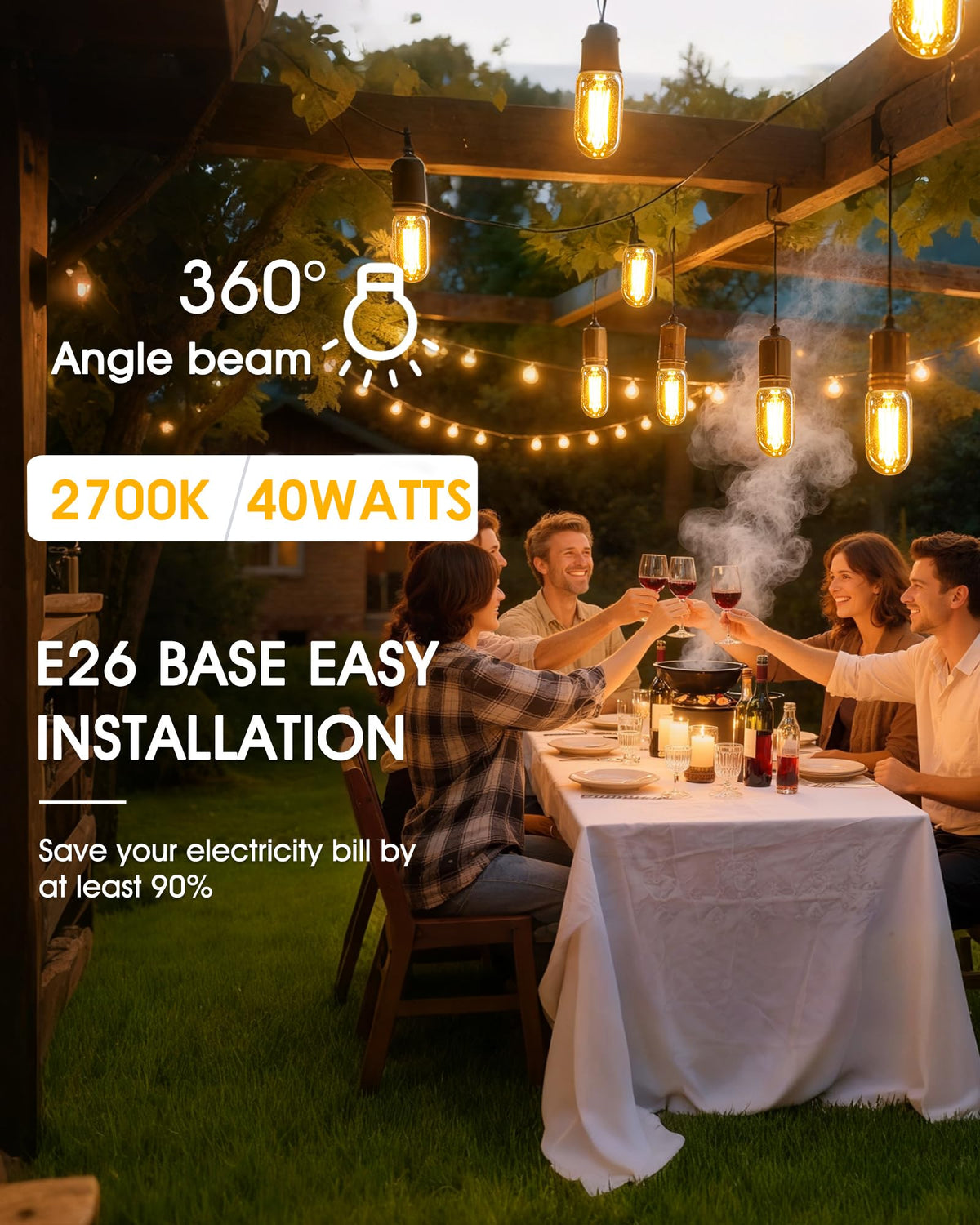 LinkMejor T45 4W LED Edison Glühbirnen E26 Fassung 40W Äquivalent mit klarem Glas