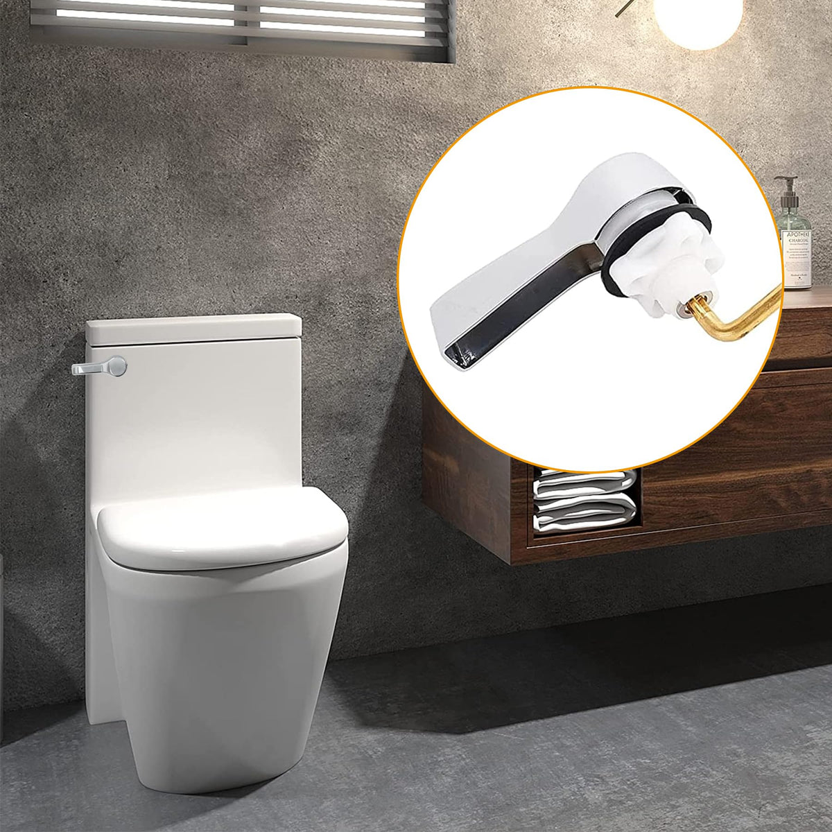 Kit de remplacement de poignée de toilette en métal universel, Chrome, LinkMejor