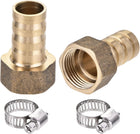 Brass Barb Hose Fitting Connector Adapter 12mm Barbed x 3/8PT Female Pipe with 9-16mm Hose Clamp 2Set