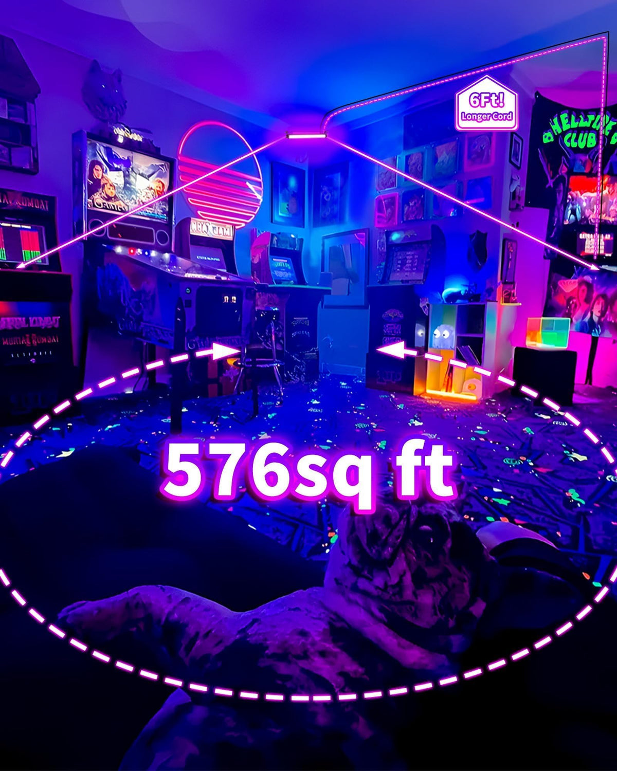 LinkMejor 2 Pack 42W LED Black Light Bar untuk Party Bercahaya