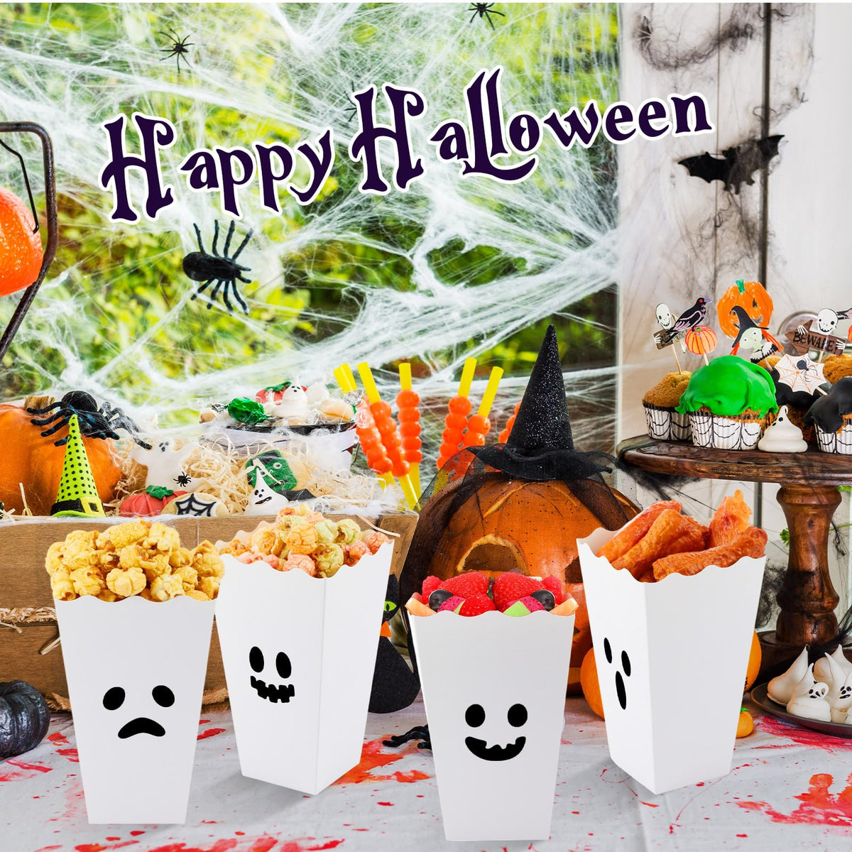 LinkMejor 24 Stück Halloween-Popcorn-Kisten für Massenverkauf als Kaugummikisten