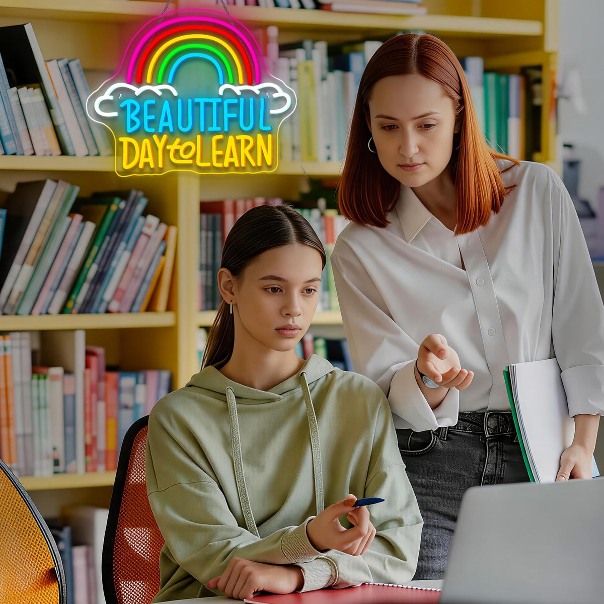 Lesende Neon-Tafel Dimmbare Regenbogen-Wandlampe Geschenk für Klassenzimmerdekor