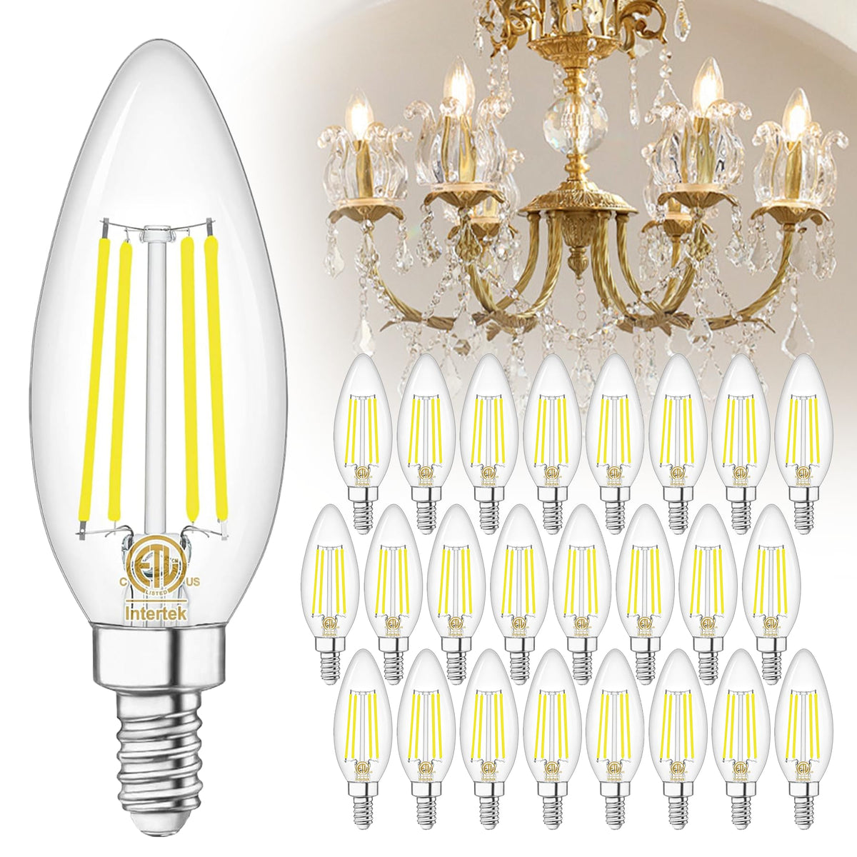 24 Pack Lampadine LED E12 per Lampada da Campana 60W Uguale a 4000K Bianco Naturale