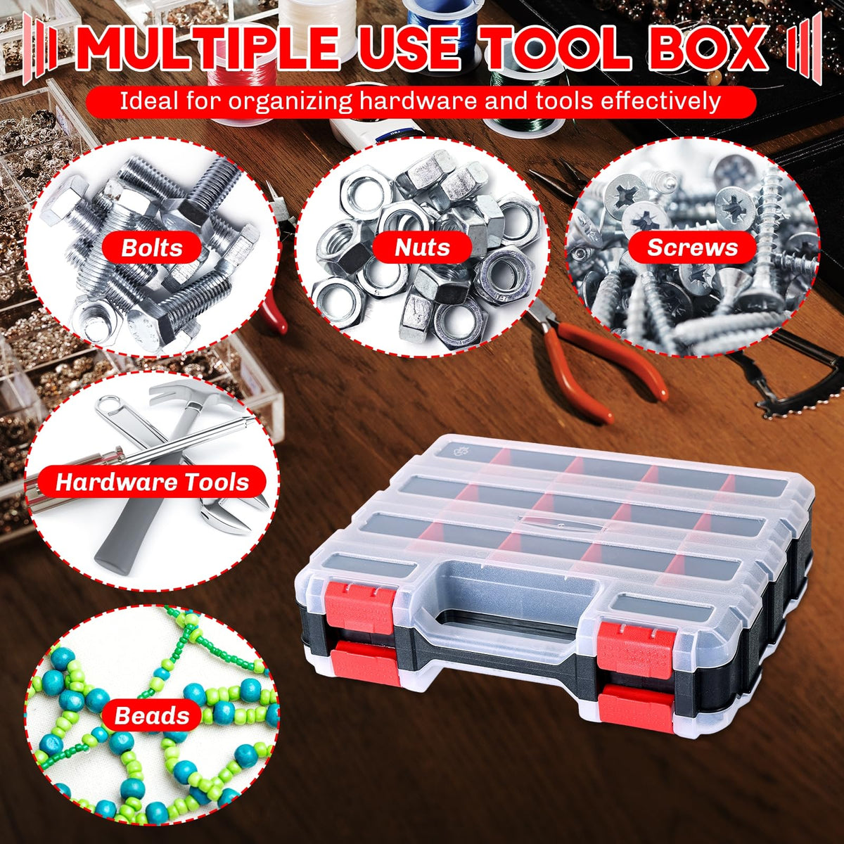 منظم أجزاء صغير من LinkMejor 2Pack حاوية تخزين أدوات صندوق 34-مقسوم