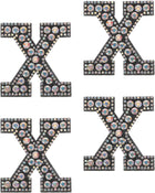 10Pcs Iron on Letters Patches, Letter X Rhinestone Pearl Alphabet Applique English Letter Sew on Patch for DIY Clothing Hat Bag, Black