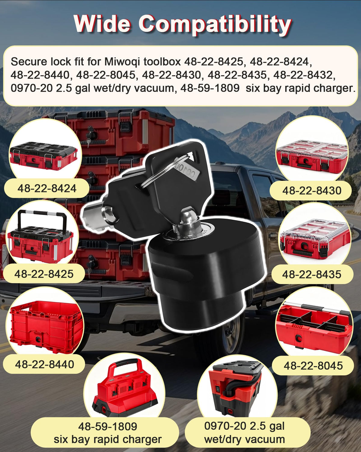ชุด 5 ชิ้น ล็อคแบบปลอดภัย สำหรับ Mil.Waukee Packout 48-22-8425