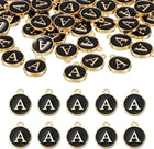 LinkMejor 52pcs Letter Charm, Enamel Letter Pendants, Alphabet A Pendants Double Sided Beads Charm for DIY Bracelet Necklace Pendants Earring Jewelry Making, Black