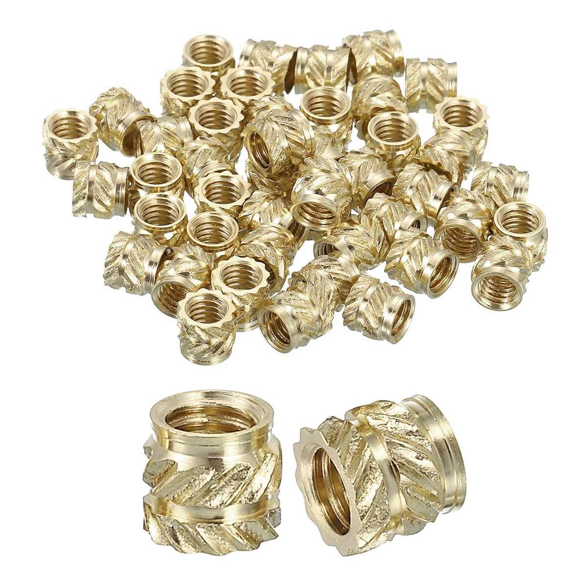 Knurled Insert Nuts, 50pcs M4x5mm Lx5.5mm OD 3D Printing Brass Nuts Threaded Inserts Brass Heat Set Insert Embedment Nuts