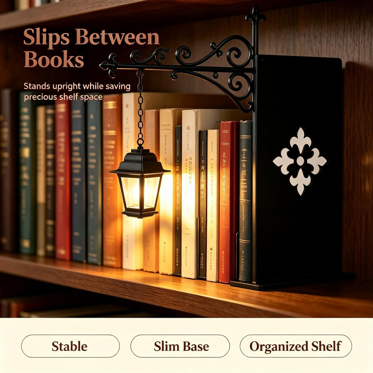 Biblioteksljusstake Mini bokhylla,hängande bokhyllaljusstake