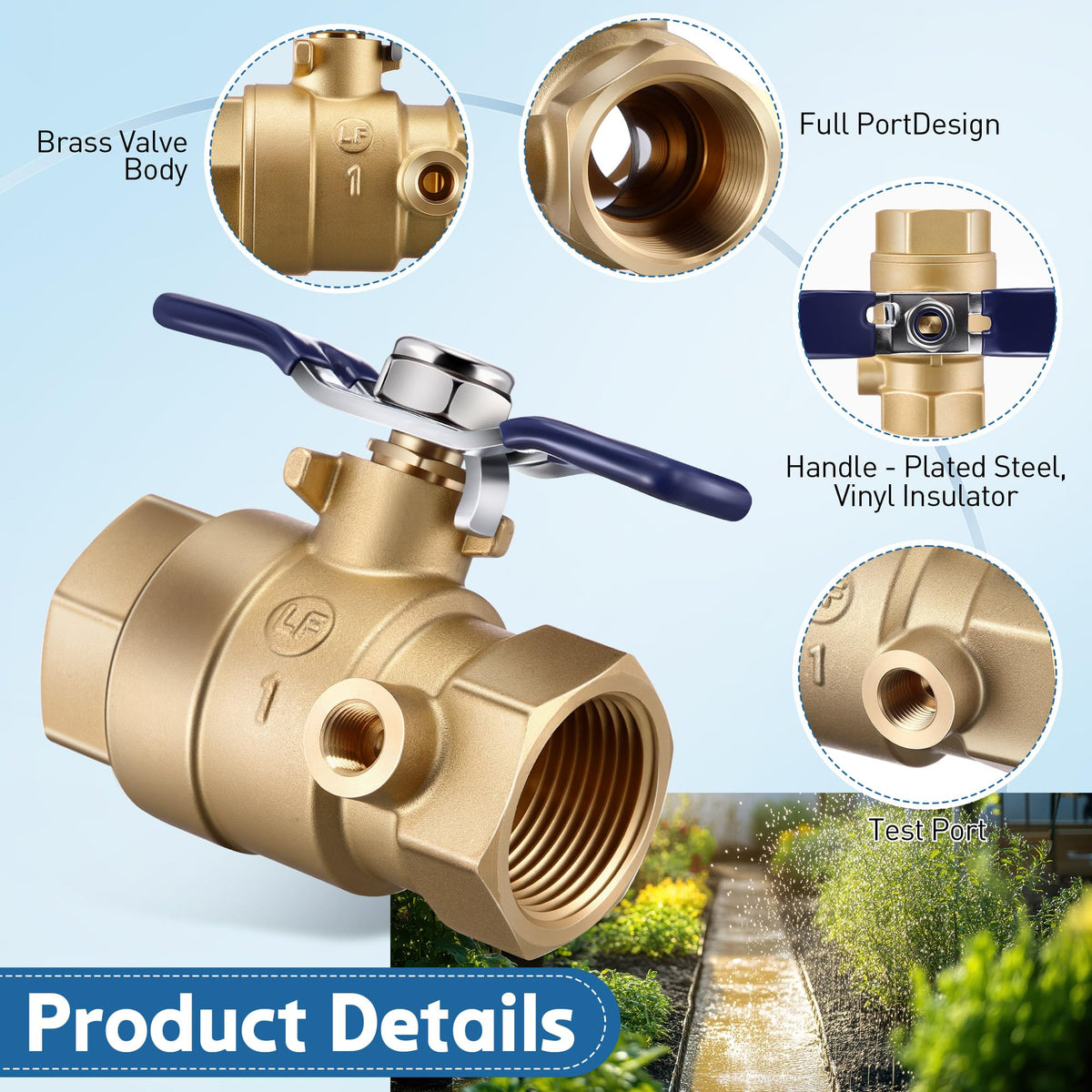 1 Pcs Brass Backflow Ball Valve with Test Port