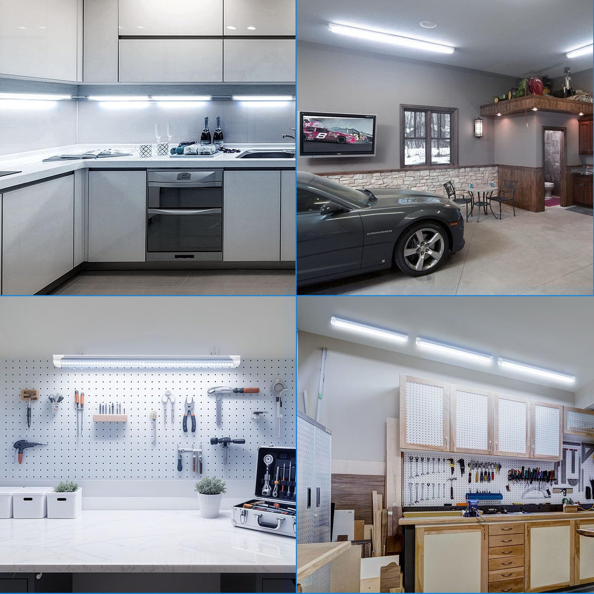 CNSUNWAY LED Lampada da Negozio 2FT, 25W, 3750LM, Colore 6500K, Struttura a D, Connessione Possibile