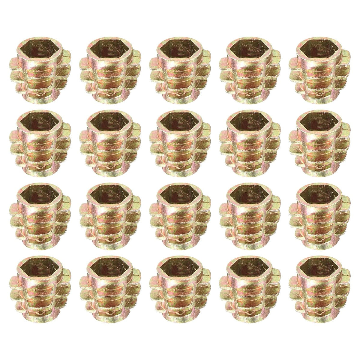 40Pcs Hex Threaded Inserts, M6-1x10 Zinc Alloy Hex-Flush Thread Insert, Furniture Threaded Insert Nuts, Hex Socket Drive Threaded Insert Bolt for Wood Furniture Assortment