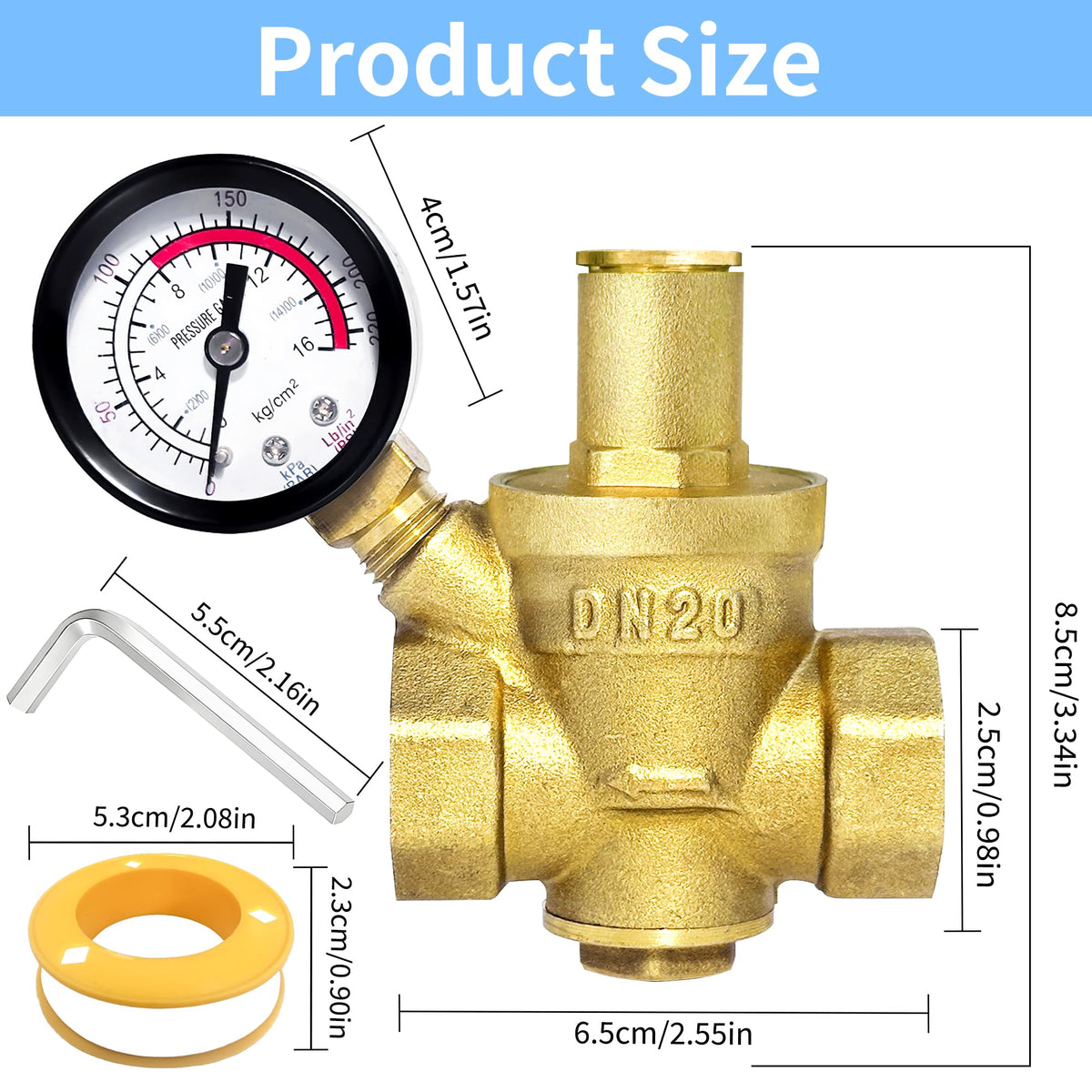 LinkMejor Regulador de Presión de Agua, 3/4 Pulgada NPT Rosca DN20