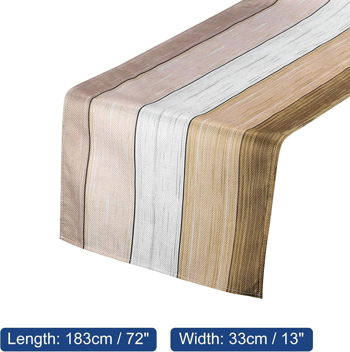 Table Runner 72" x 13", Retro Cotton Linen Table Runner, Light Brown & Grey