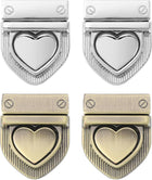 LinkMejor 4Set Turn Lock Clasp Kit, Heart Press Lock Clasp Closure Twist Turn Locks Hardware Buckle Fasteners for Purse Leather Making (28x32mm, Silver, Bronze)