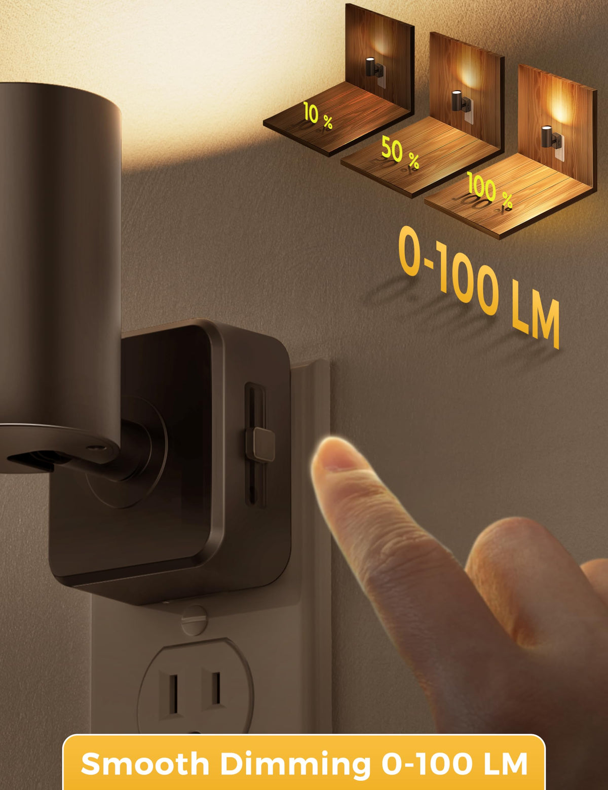 LinkMejor Natlamper Tilslut til Væg, [2-Pack] Drehbar Natlampe