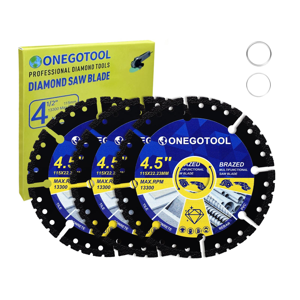 LinkMejor 4-1/2 inch Multi-Gebruik Diamantsnijders voor Winkelschuurmachine, 3Stks