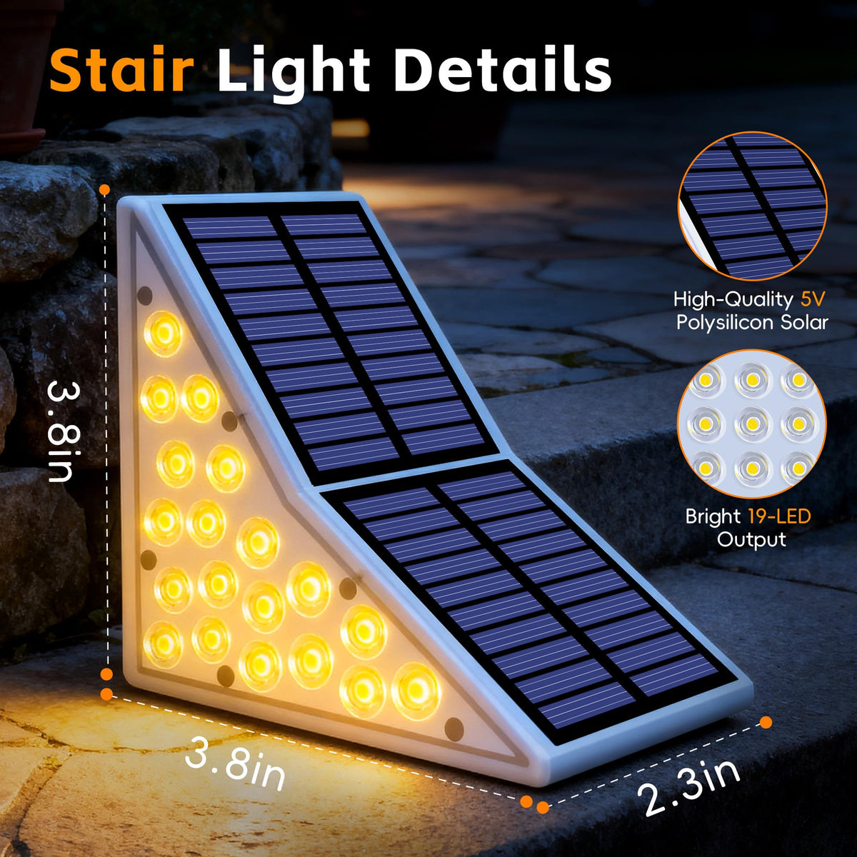 LinkMejor Luces Solares para Escaleras Exteriores, 6 Unidades
