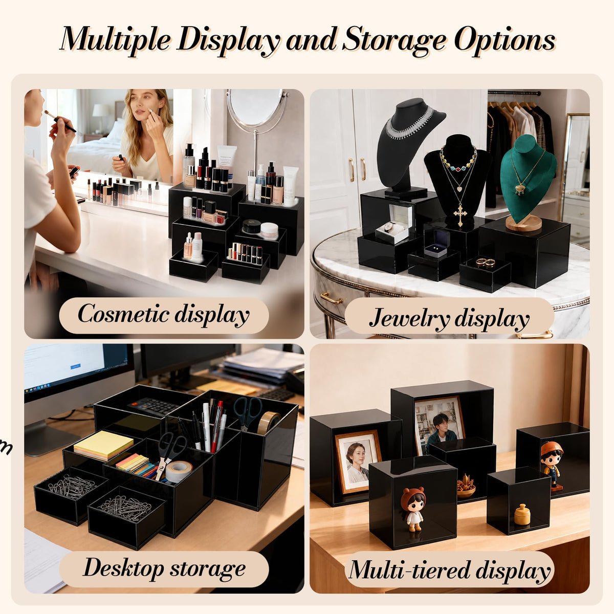6 Pcs Rialzi Buffet, Stands per Display di Rialzi Alimentari con Mini Segno e Creatore