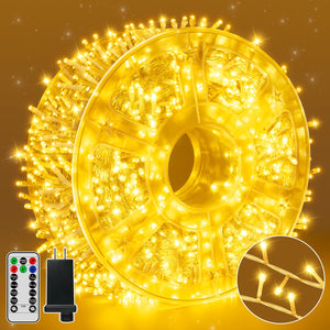 LinkMejor Christmas String Lights 1200LED 196FT, 8 Modes Dimmable Fairy Lights with Remote and Timer, Waterproof Warm Christmas Lights for Indoor Outdoor Bedroom Wedding Party Holiday Decor (Warm