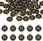 LinkMejor 52pcs Letter Charm, Enamel Letter Pendants, Alphabet N Pendants Double Sided Beads Charm for DIY Bracelet Necklace Pendants Earring Jewelry, Black