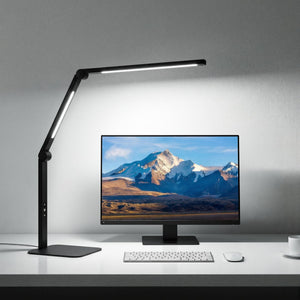 Lampu Meja LED untuk Kantor Rumah dengan Base, Lampu Meja Arsitektur untuk Perlindungan Mata yang Dapat Dimmable, Lampu Pencahayaan Gaya Swings yang Dapat Dilepas untuk Meja Kerja Monitor Komputer, Untuk Membaca, Belajar & Bekerja