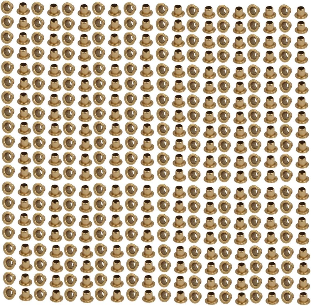 LinkMejor® 200pcs M3 x 3mm Brass Plated Metal Hollow Eyelets Rivets Gold Tone