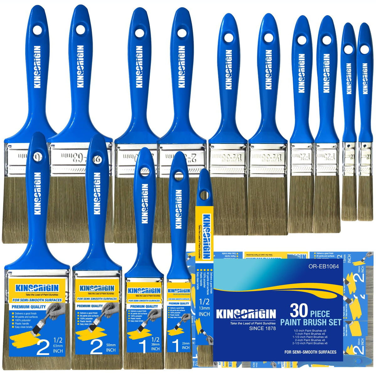 Kral Kaynak Boya fırça Seti 30 Adet Fırça 0.5" 1" 1.5" 2" 2.5"